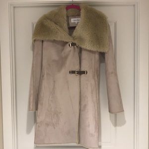 Vegan Suede Shearling Coat